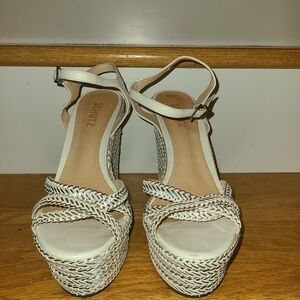 SCHUTZ Ivory Braided Wedge Sandals